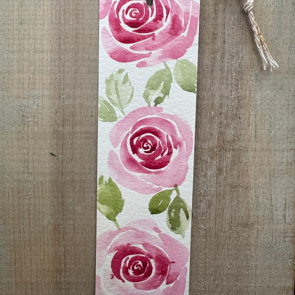 Hand-Painted Bookmark, Watercolor Rose - book reader gifts - bridal shower gifts