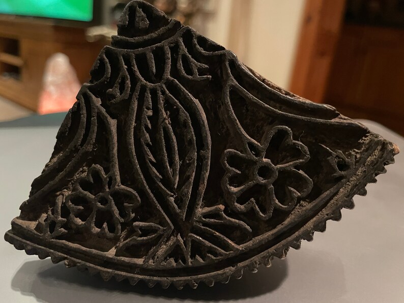 Antique Textile Block Stamp, Printing Block, Fabric Wooden Art