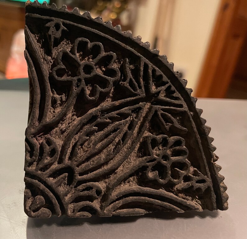 Antique Textile Block Stamp, Printing Block, Fabric Wooden Art