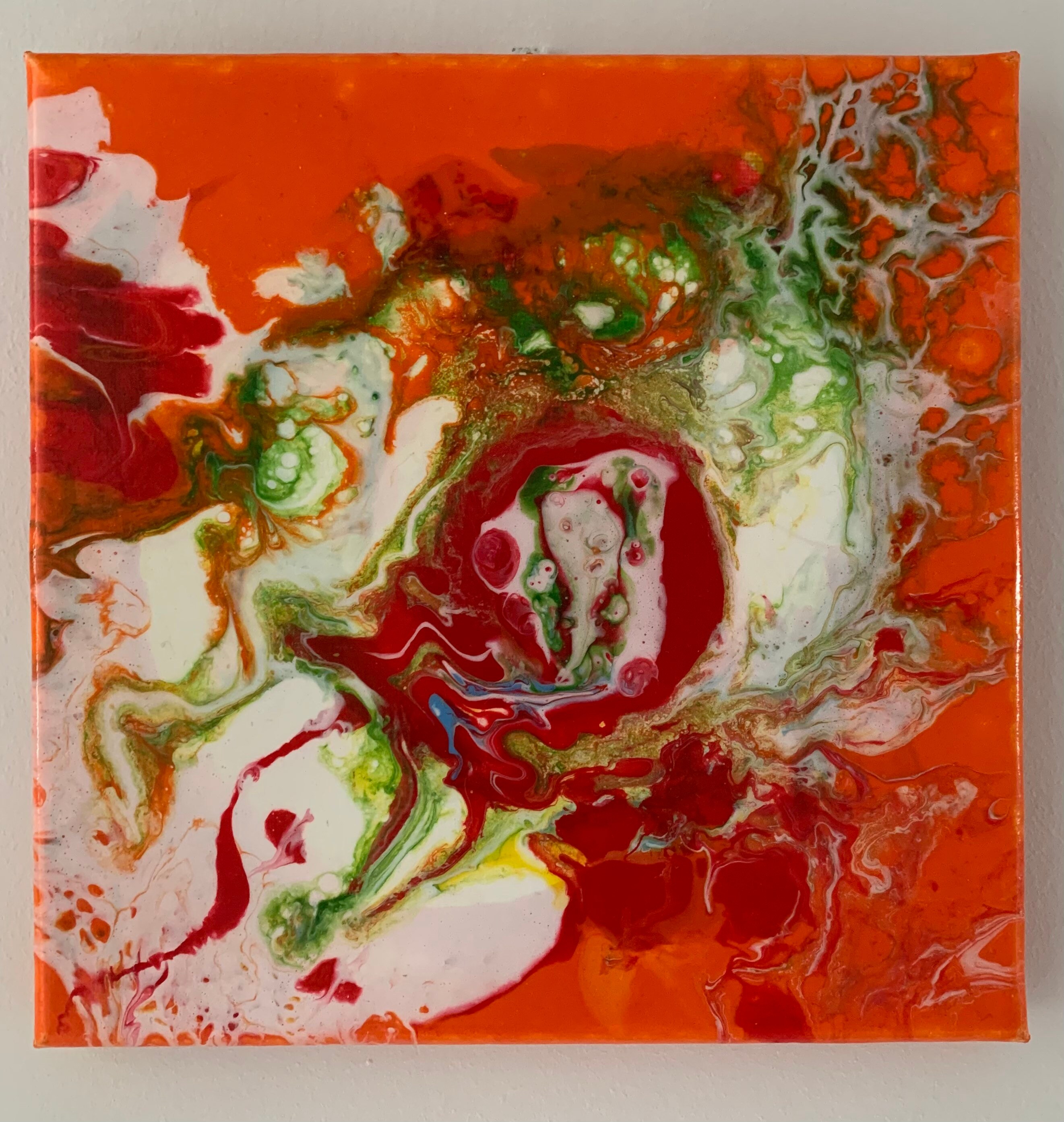 Acrylic Wall Art Orange Fluid Pour Painting on Canvas Etsy