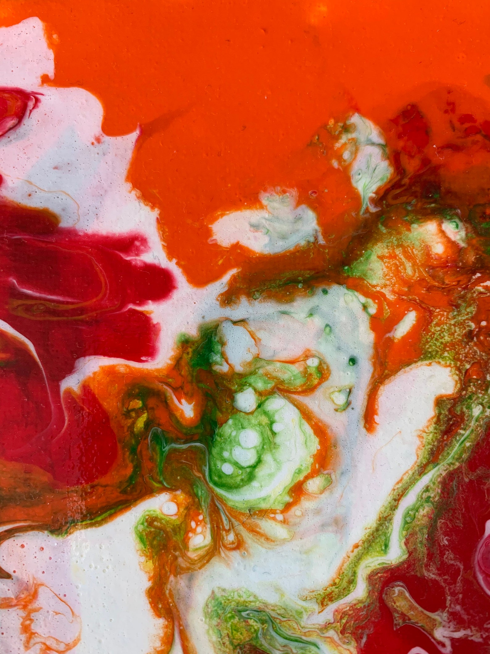 Acrylic Wall Art Orange Fluid Pour Painting on Canvas Etsy