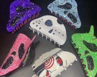 Rhinestoned Horror Hair Clips l Horror Hair Accessories