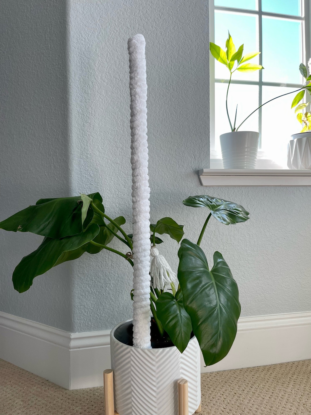 Cloud Pole—36 Inch Solid Wood Handmade Plush and Fluffy Plant Support ...