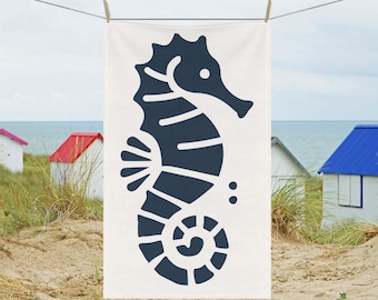 Sea Horse Tea Towel: Nautical Coastal Kitchen Decor