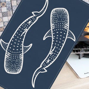 Whaleshark Tea Towels, Ocean Kitchen Towel Gift, Nautical Dish Cloth, Sea Creature Hand Towel, Marine Life Home Decor, Underwater Animal Tea