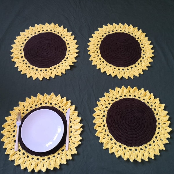 Crochet Sunflower Placemats Etsy