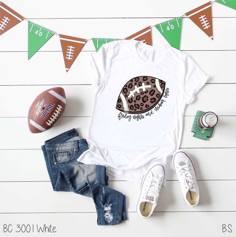 Football Mom T-Shirt Friday Night Lights and Stadium Lights Football T-Shirt Football Girlfriend T-Shirt