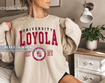 Sudadera estilo vintage de la Universidad Loyola, camisa de la Universidad Loyola, camisa de Loyola College, camiseta de la Universidad Loyola