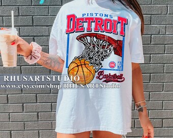 Vintage Style Detroit Basketball Shirt, Pistons Basketball Crewneck Sweatshirt, Retro Detroit Shirt,Womens Mens Pistons Basketball Fan Shirt