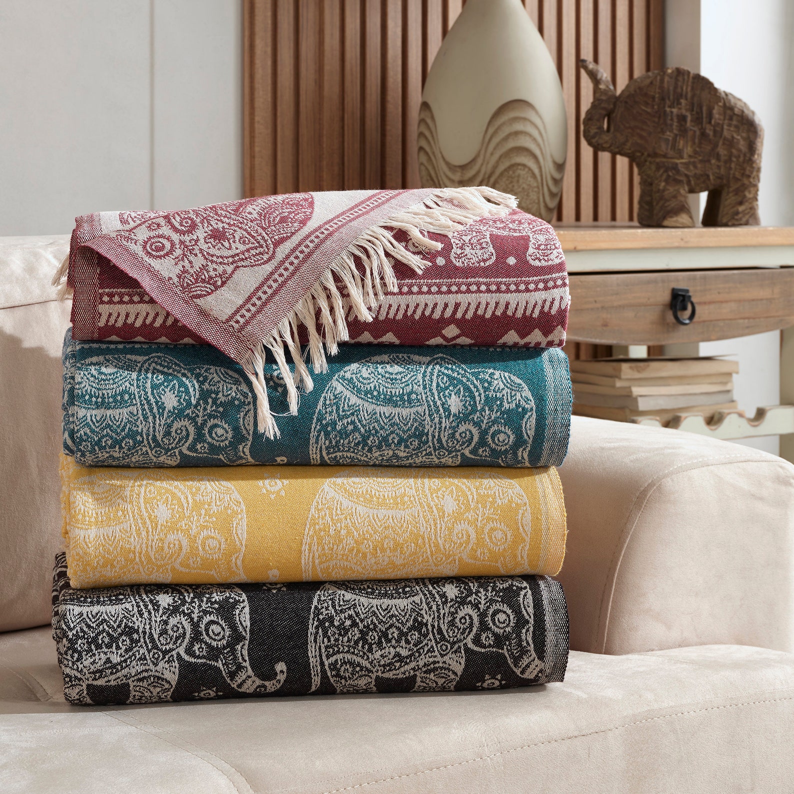 Boho Decor Elephant Design Blanket Bohemian Bedspreads - Etsy UK