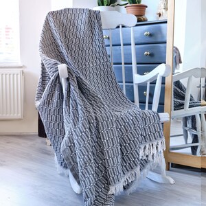 Grey Cotton Herringbone Sofa Arm Chair Bedspread Settee Throw Indian 130X160 CM
