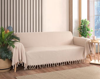 Large Throw Blanket For Seater Sofa, 100% Cotton Soft Herringbone Throw,  Sofa Cover, Couch Cover, 180 x 300 cm 70