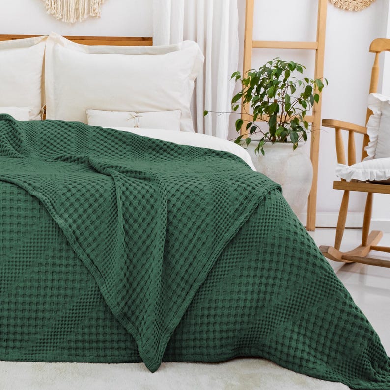 100% Cotton Soft Blanket Throw for Double Bed, 2 Seater Sofa, Couch, Settee, Waffle Bedding, Cozy Blanket 170x250 cm image 13