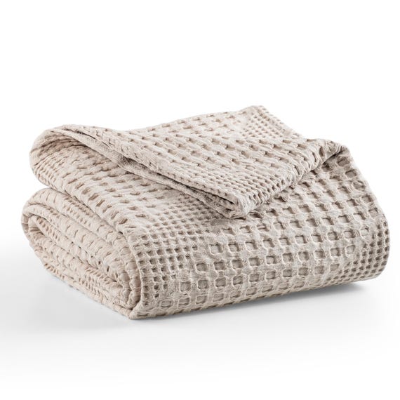 100% Cotton Soft Blanket Throw for Double Bed, 2 Seater Sofa, Couch, Settee, Waffle Bedding, Cozy Blanket 170x250 cm