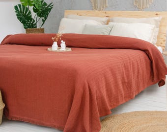 King Size Cotton Throw Blanket, Large Bedspread, 2 Seater Sofa Throw, 220 x 240 cm