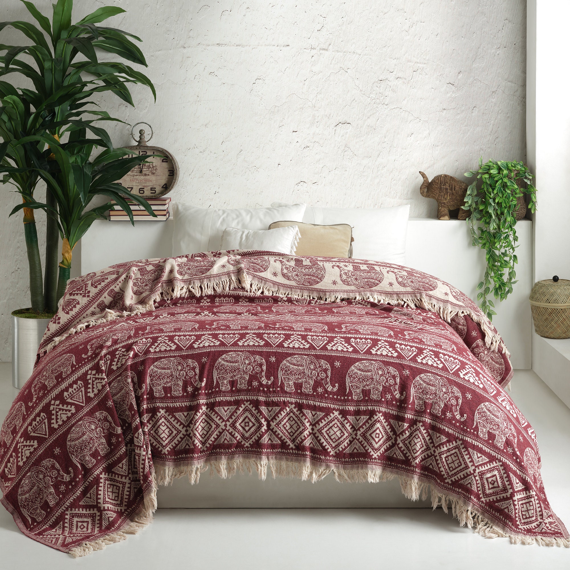 Cotton Throw Blanket King Size Blanket Sofa Cover King Bedspread Boho Blanket Gift for Her Housewarming Gift 220 X 240cm Etsy Australia