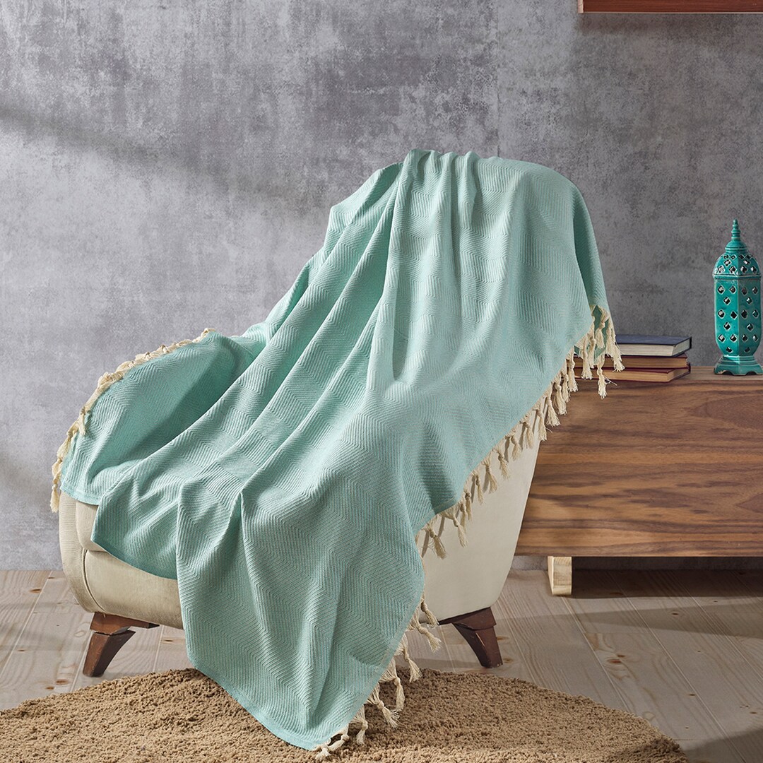 Duck Egg Blue Throw Mint Throw Organic Cotton Bedspread Etsy UK