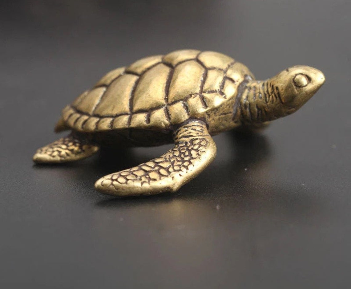 Pure Copper Turtle Figurine Home & Desk Décor Housewarming | Etsy