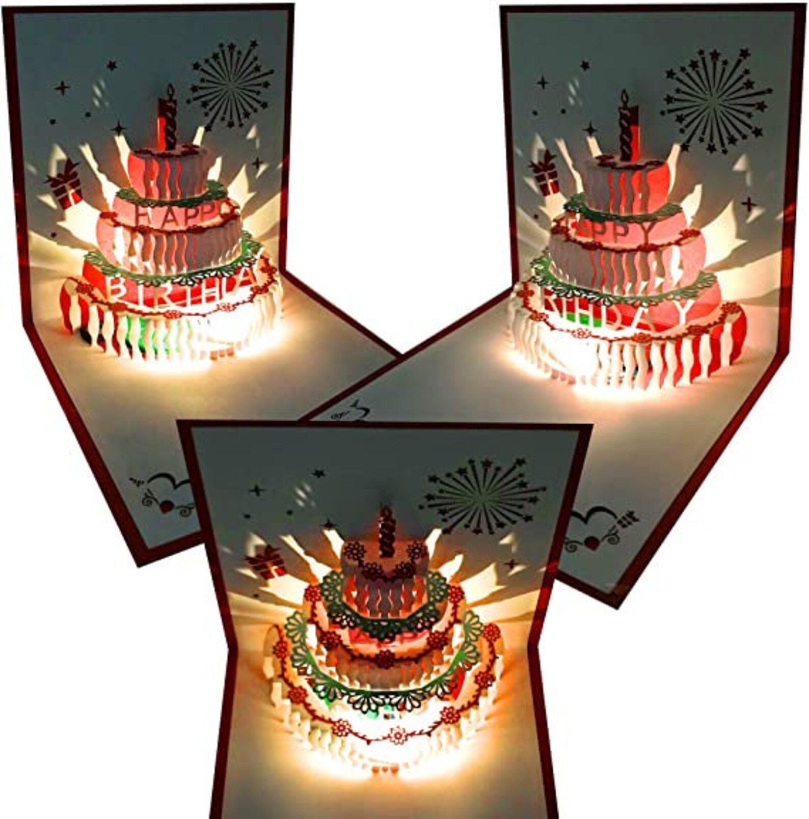 Multi Color Pop Up Birthday Card LED Light Birthday Cake Etsy