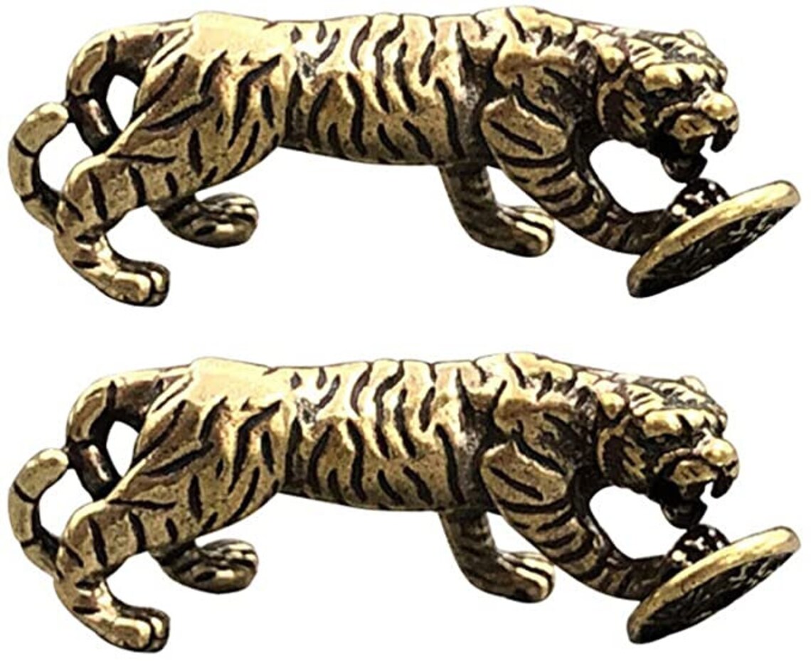 Brass Tigers Figurine 2Pcs Home& Desk Décor Father's Etsy