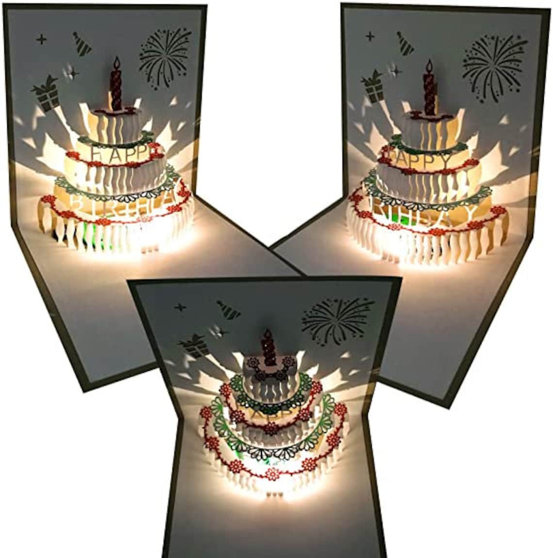 Multi Color Pop Up Birthday Card LED Light Birthday Cake Etsy