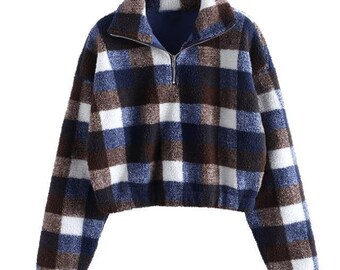 Plaid Half Zip - Etsy