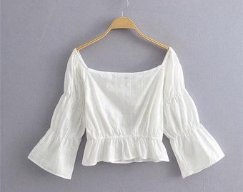 Flowy white shirt womens Clearance