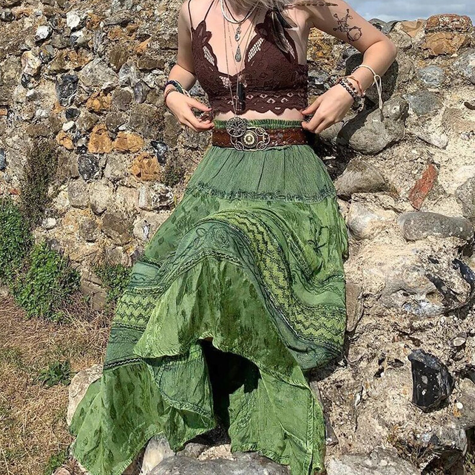 Grunge Fairycore Maxi Skirt Indie Clothing Vintage Chic Etsy