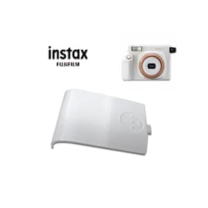 以下が含まれることがあります： 「instax FUJIFILM」と印刷された白いインスタントカメラケース