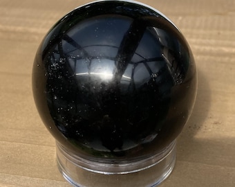 Black Obsidian Sphere 50mm (1.968") diameter - Grounding Stone - Volcanic rock -Root & 3rd eye - Clearing - strength Free Flyer