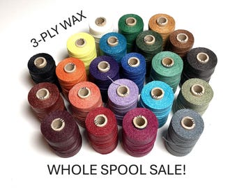 3 Ply WAXED Irish Linen Thread 22 Colors Available Selling partial Spools Book Binding See details for approx lengths.