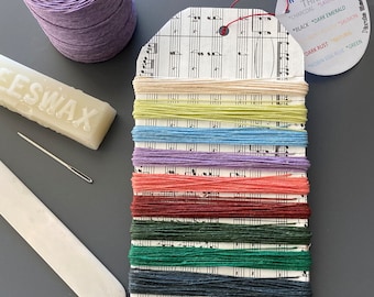Waxed Linen Thread 4-Ply Color Card: Book Binding, 50 Yards