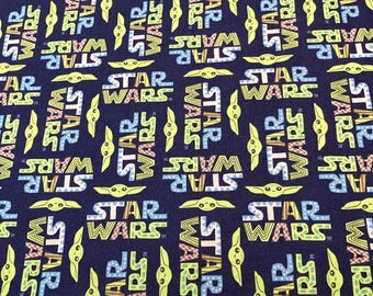 Tela para libros Tela con respaldo de papel impreso con licencia Grogu para hacer portadas/forros de libros hechos a mano de 17" x 30".