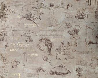 DaVinci Sketches Paper with GOLD foiling, 19" x 26" Cream background, light-weight paper, one sided 20-30#.