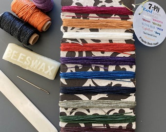 7-Ply Waxed Linen Thread 10 Color Card 50 Yards total 5 Yards/10 colors for Book Binding
