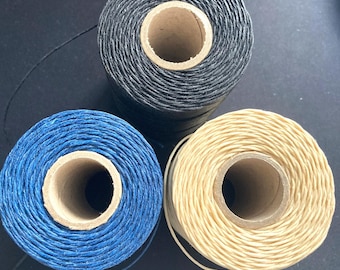 12-Ply Waxed Linen Thread 5/10/15 Yards 3 colors for Book Binding