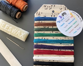 Hilo de lino encerado de 3 capas, 55 yardas, 11 colores, 5 yardas cada uno, encuadernación de libros a color (55 yardas en total)