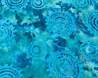 Tela de libro Tela batik turquesa Tela con respaldo de papel para hacer portadas/forros de libros hechos a mano 17" x 21"