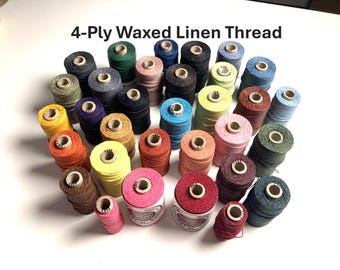 4 Ply WAXED Irish Linen Thread 30 Colors Available Selling partial Spools Book Binding See details for approx lengths.