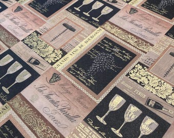 Wine Sheet Paper with gold foil, 19" x 26" Pinks, Black, gold, light-weight paper, one sided 20-30#.