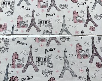 Tela para libros Tela con respaldo de papel de París y la Torre Eiffel para hacer cubiertas/forros de libros hechos a mano, 2 tamaños disponibles.