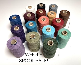 2 Ply WAXED Irish Linen Thread 17 Colors Available Selling partial Spools Book Binding See details for approx lengths.