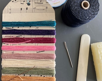 4-Ply Waxed Linen Thread 10 Color Card 50 Yards total 5 Yards/10 colors for Book Binding