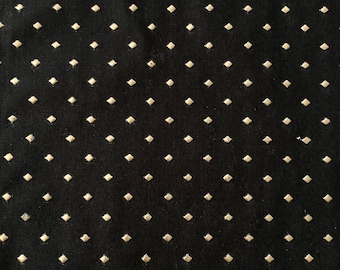 Tela para libros Tela con respaldo de papel de diamante negro/dorado para hacer cubiertas/forros de libros hechos a mano, 2 tamaños disponibles.