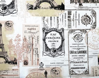 Tela para libros Tela con respaldo de papel con estampado de monumentos de París para hacer cubiertas/forros de libros hechos a mano en 2 tamaños disponibles.