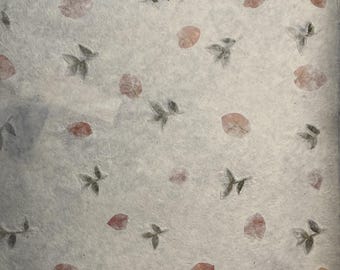 Handmade Paper with Leafs, 22" x 30" Heavy-weight paper, 60ish#.  Cream paper with leaf elements dropped in the paper.