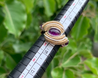 Triple Amethyst Gold Ring (Size 4)