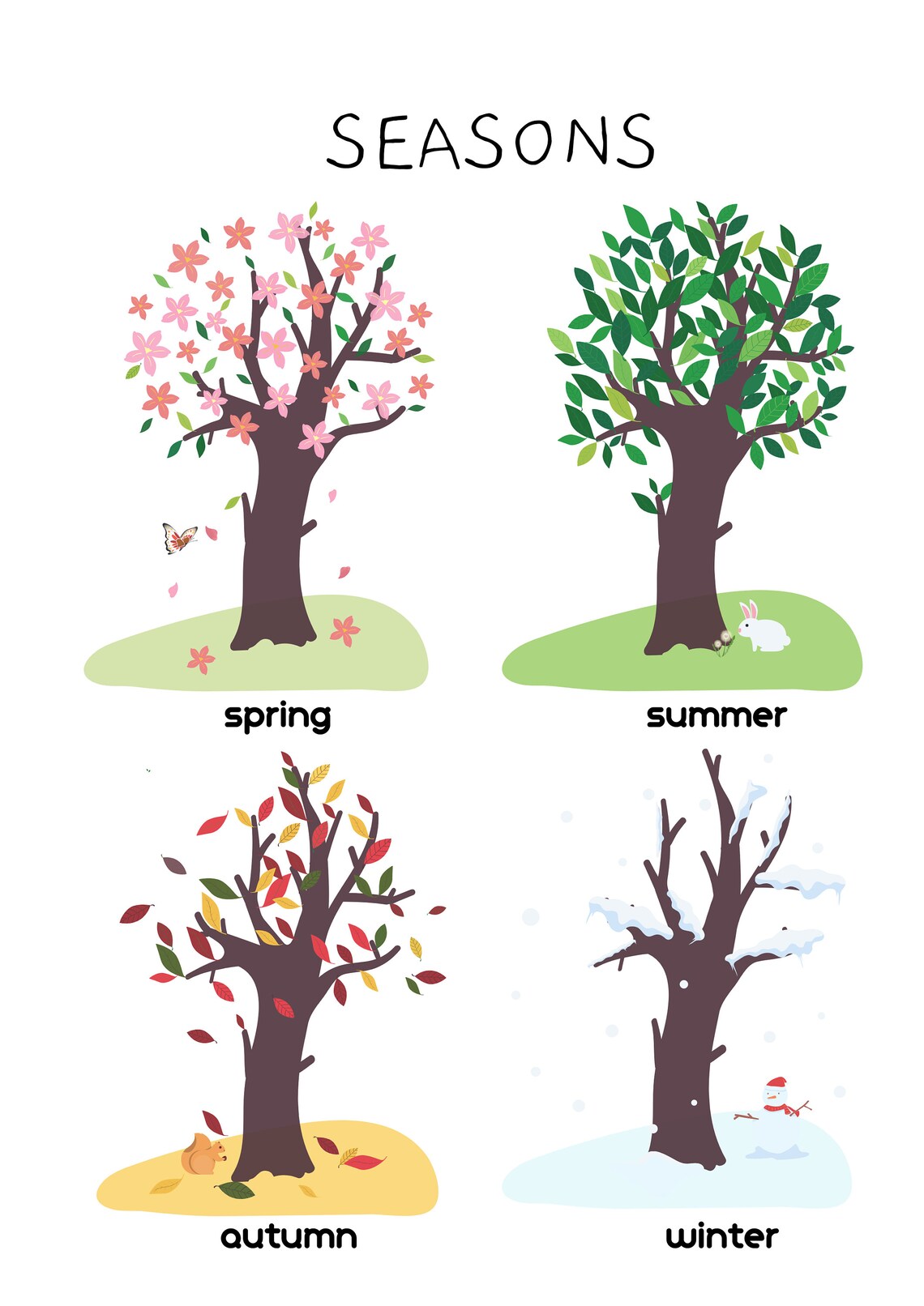 Four Seasons Educational Poster Seasons Printable Four Etsy