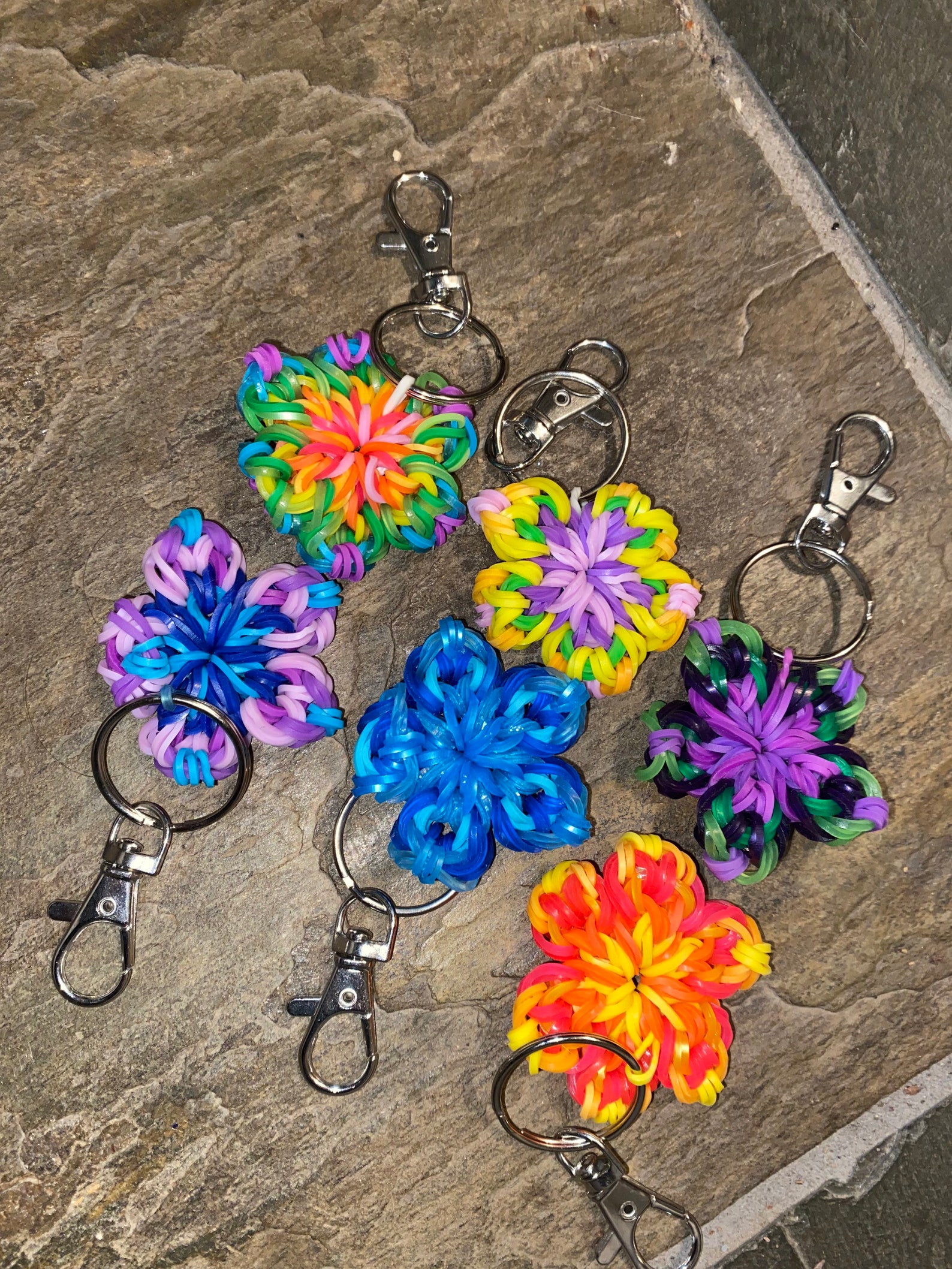 Rainbow Loom Cali Flower Keychain/charm Etsy