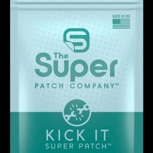 May include: A teal and white package of "The Super Patch Company" patches. The package has the text "KICK IT SUPER PATCH" and "TAKE BACK CONTROL LIKE NEVER BEFORE". The package contains 28 patches and is made in the USA.